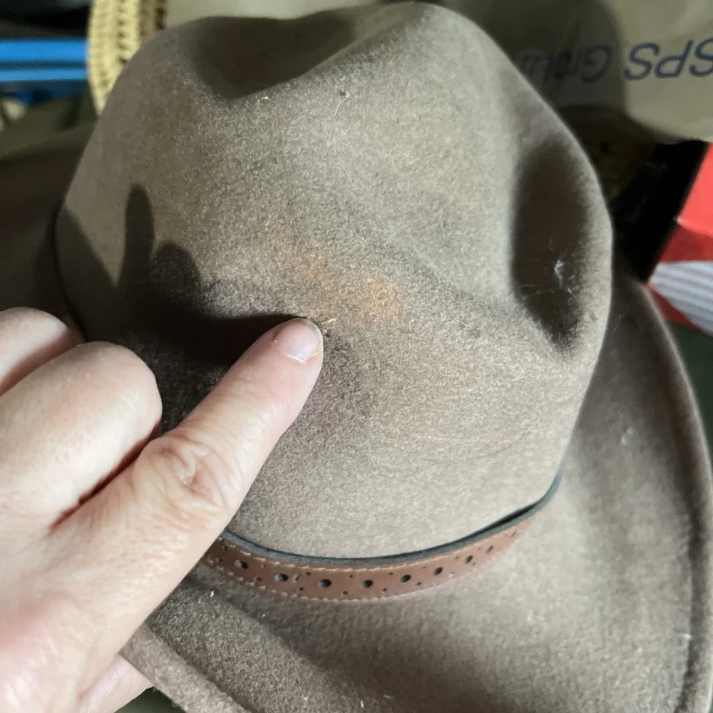 Vintage Flex Felt Fedora Hat 100% Wool Size M Made in USA Brown Banded